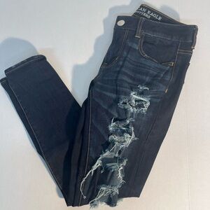 American Eagle Outfitters Super Stretch Skinny Jeans with Edgy Distressing 4S